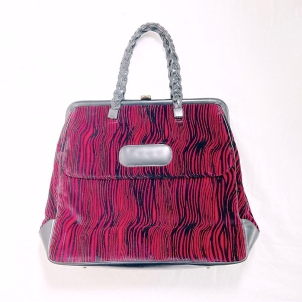 Greta Vintage Women's Hot Pink Zebra Print Velvet Handbag